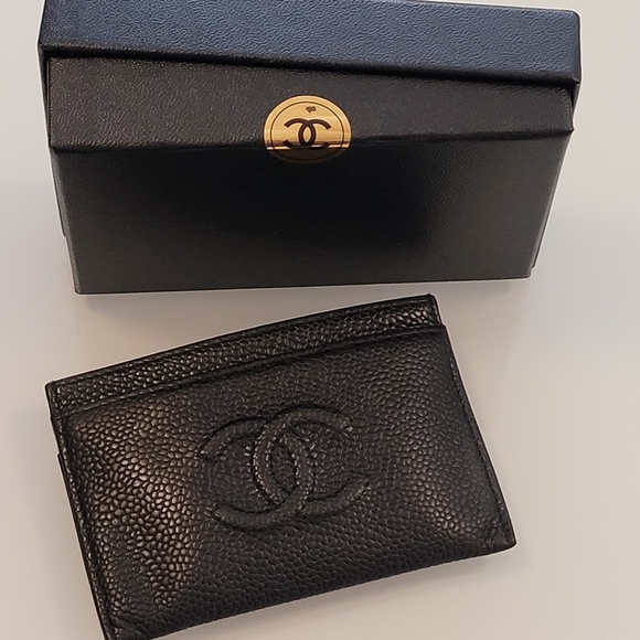 CHANEL Leather Caviar Blk Card Holder Unisex - Picture 9 of 14